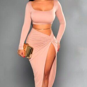 Hot Miami Styles Beige Two Piece Skirt Set Never Worn
